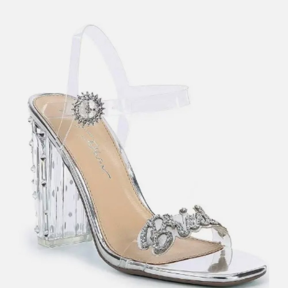 Betsey Johnson Bride Bling Barie Clear Wedding High Heels Size 7